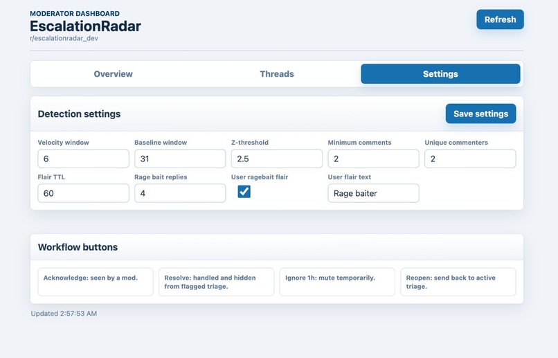 Escalation Radar – screenshot 1