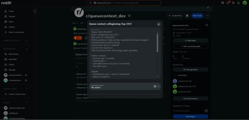Queue Context – screenshot 1