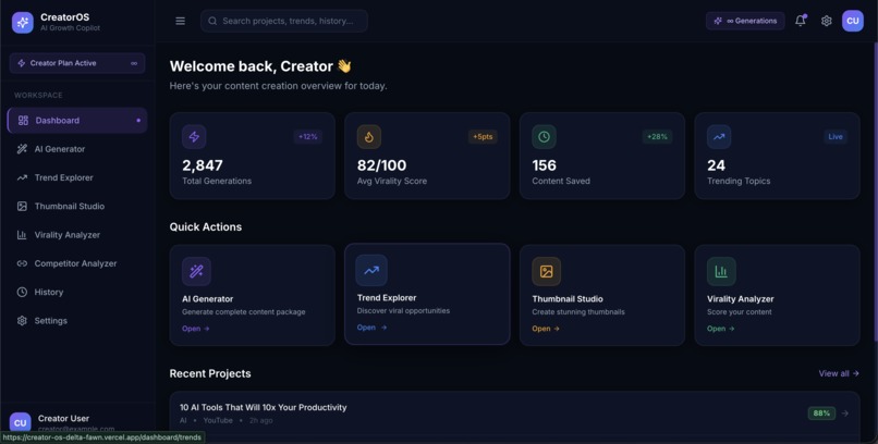 Creator OS – screenshot 2