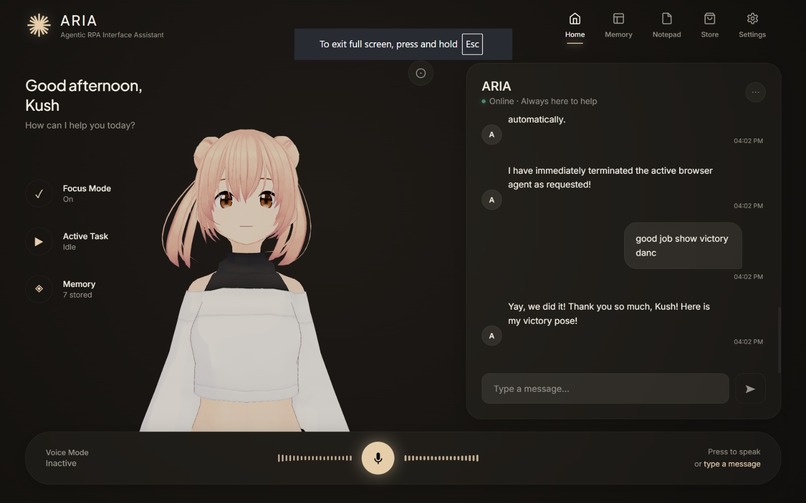 ARIA – screenshot 2