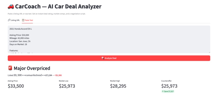 CarCoach — AI Car Deal Analyzer – screenshot 4