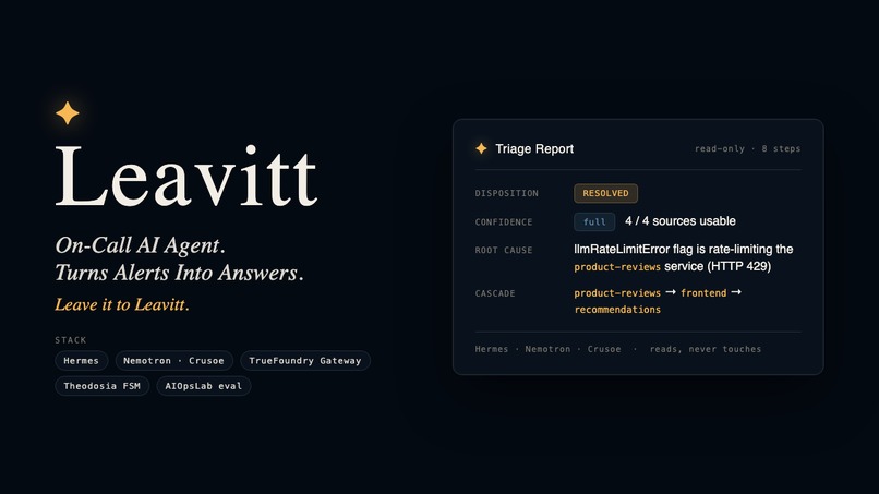 Leavitt: On-Call AI Agent, Turns Alerts Into Answers – screenshot 1