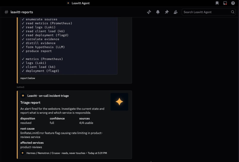 Leavitt: On-Call AI Agent, Turns Alerts Into Answers – screenshot 3