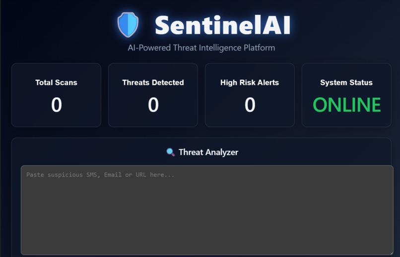 SentinelAI – AI Powered Threat Intelligence Platform – screenshot 1