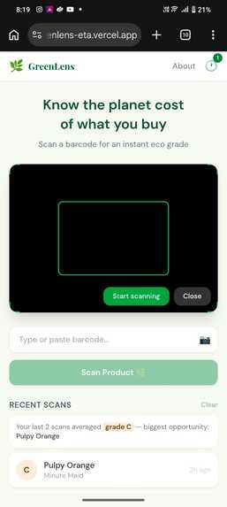 GreenLens — Know the planet cost of what you buy – screenshot 1