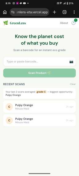 GreenLens — Know the planet cost of what you buy – screenshot 2