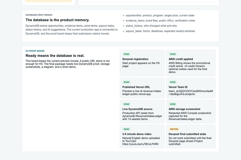 Revenue Intake Ledger – screenshot 1