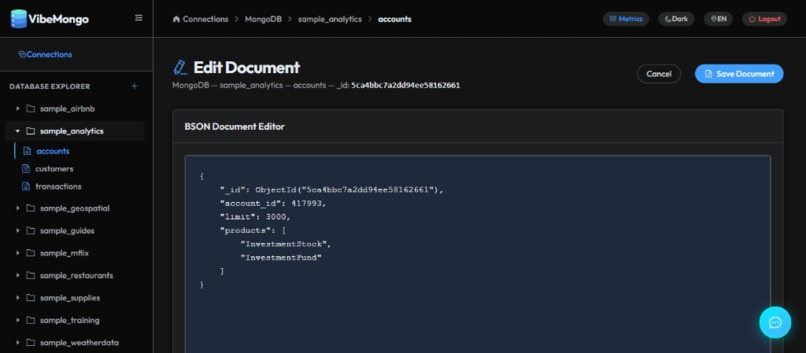 VibeMongo Admin - Arize Track – screenshot 11