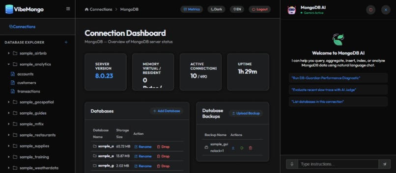 VibeMongo Admin - Arize Track – screenshot 1