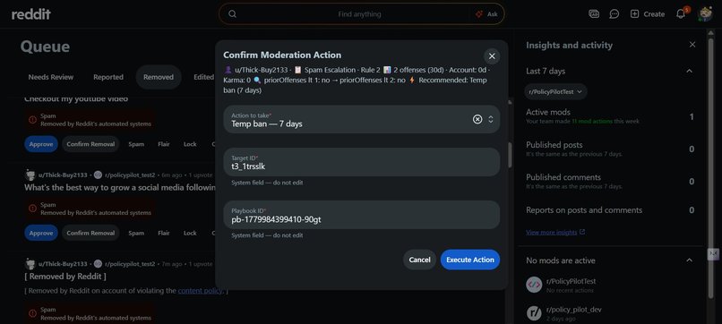 PolicyPilot: Decision Governance for Reddit Moderators – screenshot 9