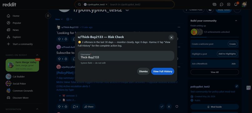PolicyPilot: Decision Governance for Reddit Moderators – screenshot 11