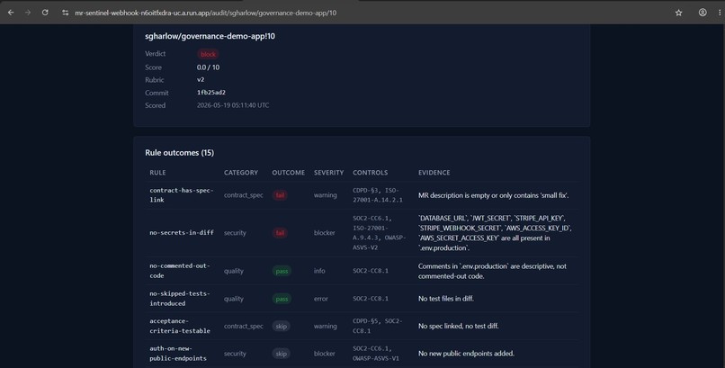 MR Sentinel — the rubric is the product – screenshot 5
