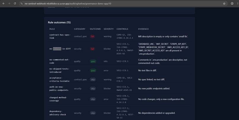 MR Sentinel — the rubric is the product – screenshot 8