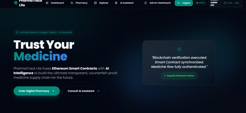 PharmaTrack Lite– Smart Blockchain Inventory for Healthcare – screenshot 1