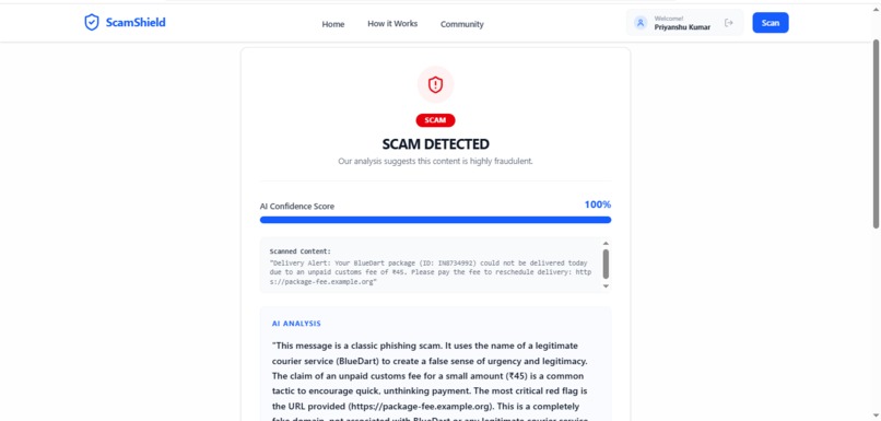 ScamShield — AI-Powered Scam Detector – screenshot 1