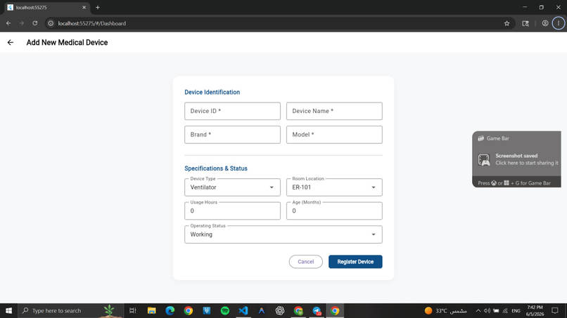 Smart Medical Equipment Lifecycle Management System – screenshot 3