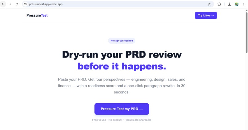 PRD Pressure Test – screenshot 1