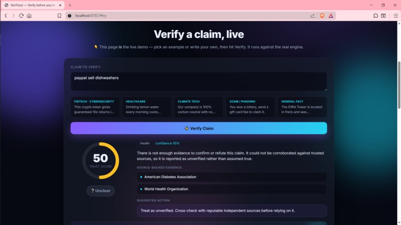 VeriTrace – screenshot 1
