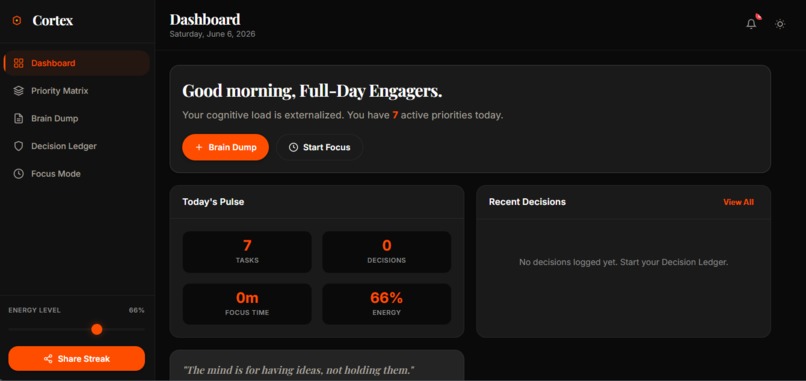 Cortex Cognitive Command Center – screenshot 1
