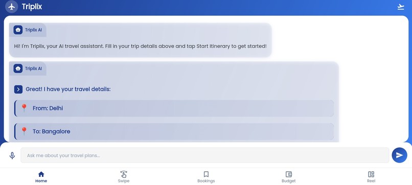 Triplix - An AI based Travel planner App – screenshot 1