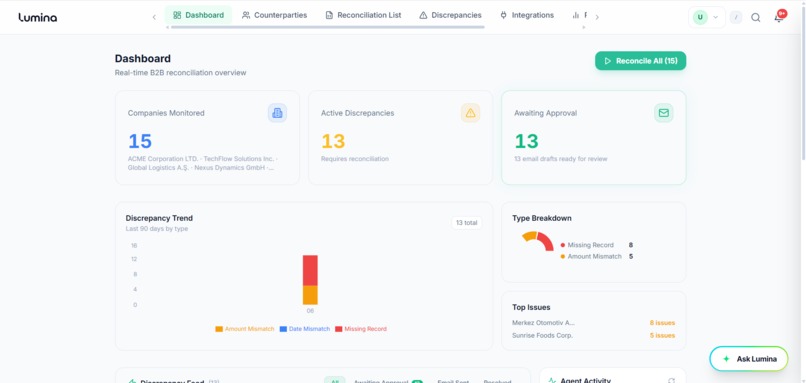 Lumina — B2B AI Reconciliation Agent – screenshot 2