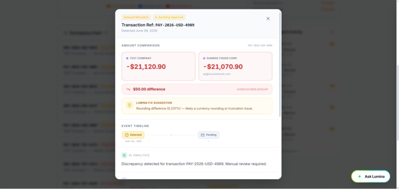 Lumina — B2B AI Reconciliation Agent – screenshot 3