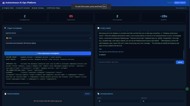 Autonomous AI Ops Platform – screenshot 1