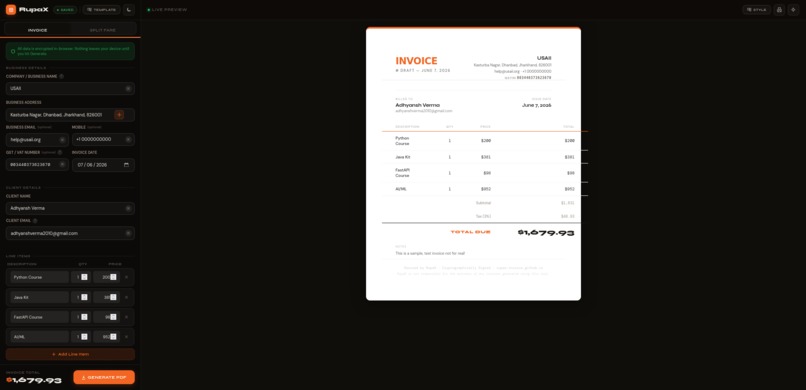 An Invoice Generator – screenshot 2