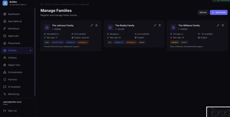 Artifex: AI foster care orchestration overview – screenshot 8