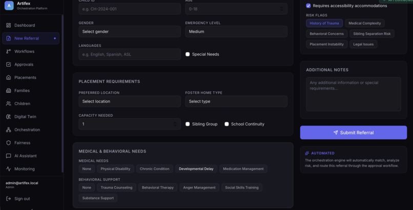 Artifex: AI foster care orchestration overview – screenshot 13