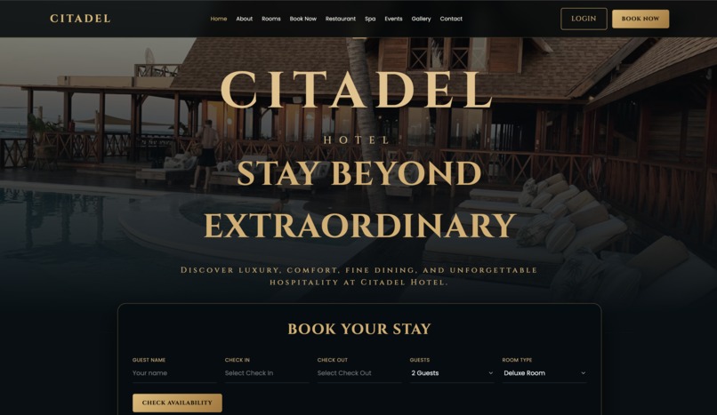 Citadel Hotel Website – screenshot 1