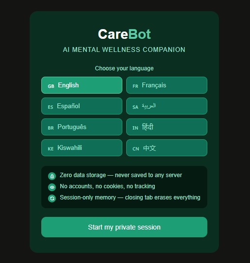 CareBot — AI Mental Wellness Companion – screenshot 1