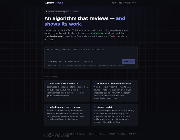 algorithm.reviews — The Agent Trust Layer – screenshot 3
