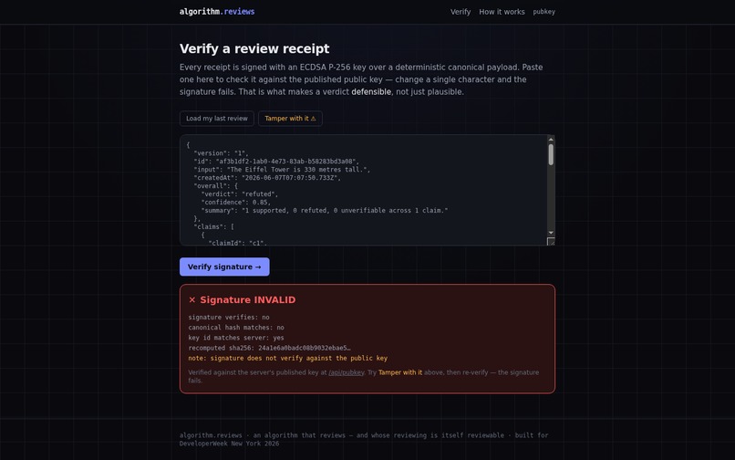 algorithm.reviews — The Agent Trust Layer – screenshot 2