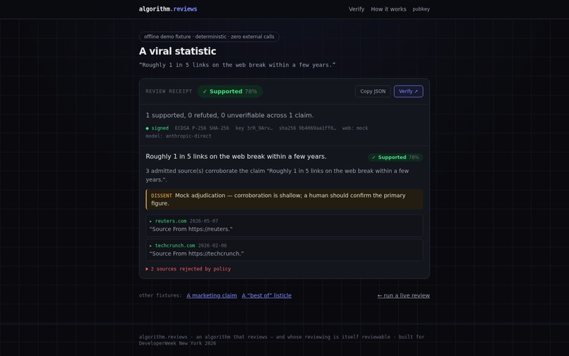 algorithm.reviews — The Agent Trust Layer – screenshot 4