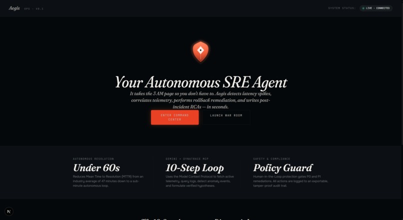 Aegis — Autonomous SRE Agent – screenshot 1