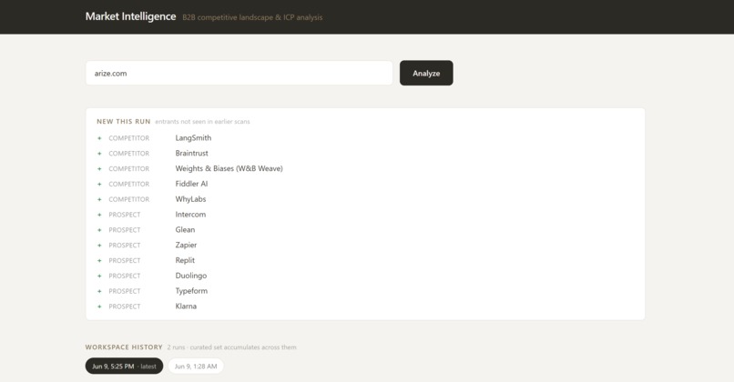 Market Intelligence Agent – screenshot 1