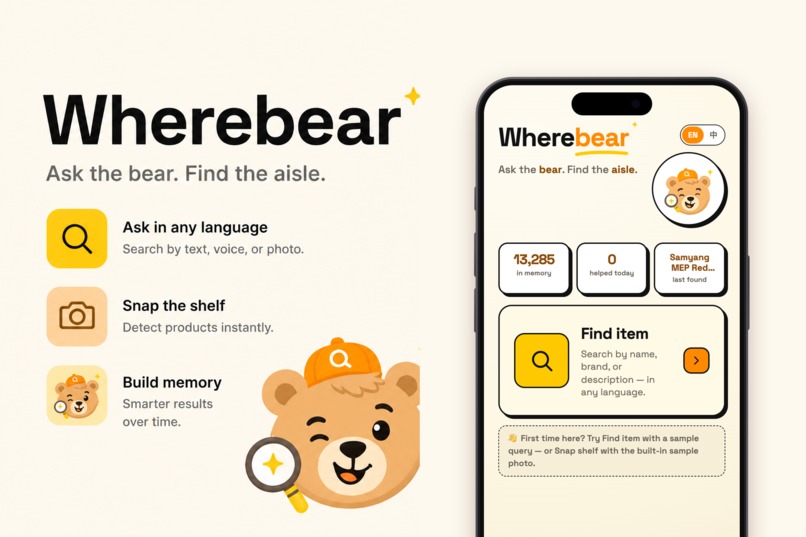 Wherebear — the supermarket AI agent easily finds any item – screenshot 1
