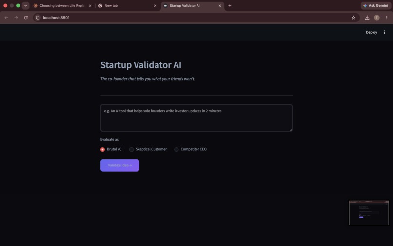 Start_up validator – screenshot 1