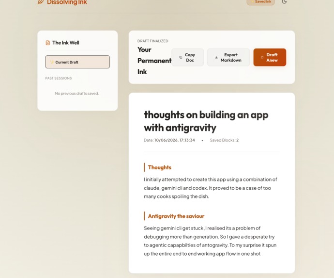 Dissolving ink : A rapid thought capture tools – screenshot 4