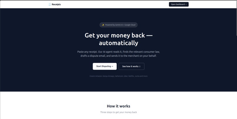 Receipts – screenshot 1