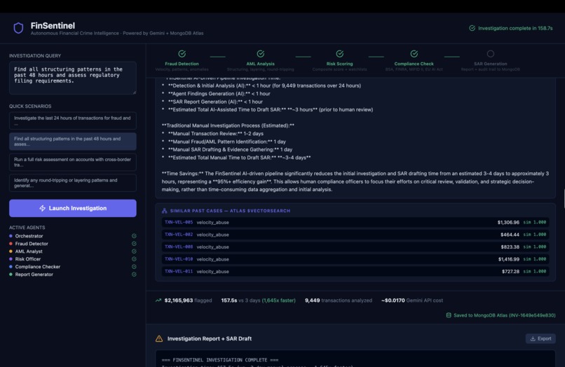 FinSentinel — Autonomous Financial Crime Intelligence – screenshot 2