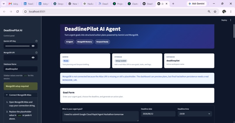 Project title: DeadlinePilot AI Agent – screenshot 1