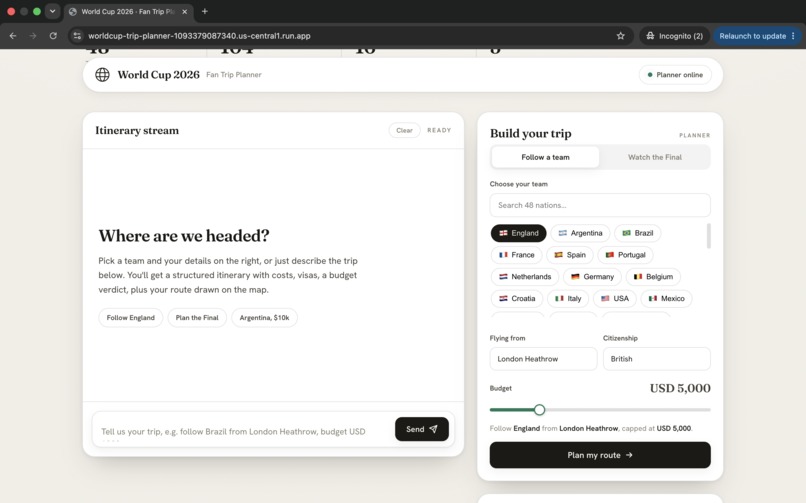 World Cup 2026 Fan Trip Planner – screenshot 2