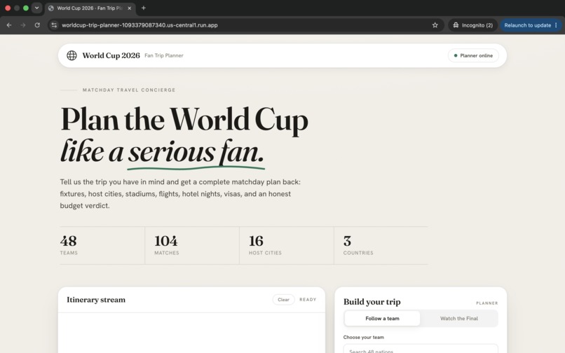 World Cup 2026 Fan Trip Planner – screenshot 1