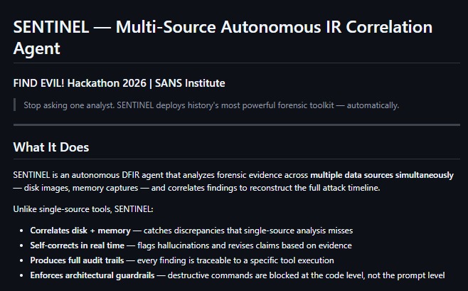 SENTINEL: Multi-Source Autonomous IR Correlation Agent – screenshot 1
