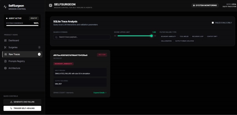 SelfSurgeon - Autonomous AI Self-Healing Agent – screenshot 1