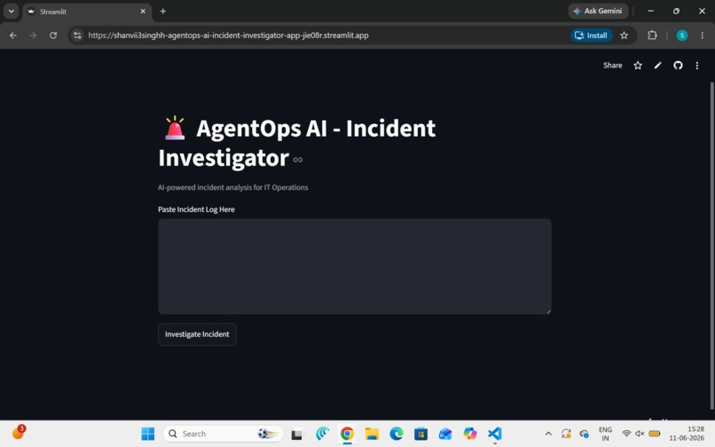 AgentOps AI – Incident Investigator – screenshot 1