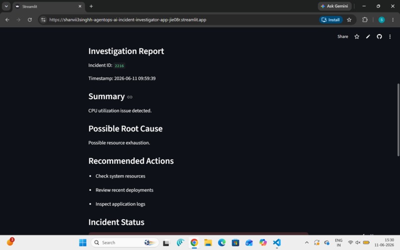 AgentOps AI – Incident Investigator – screenshot 3