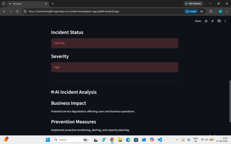 AgentOps AI – Incident Investigator – screenshot 4